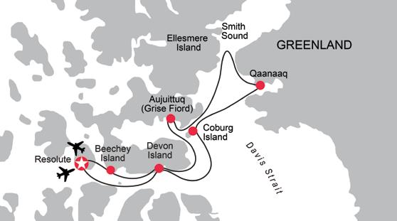 ITINERARY Day 1: Resolute Day 2: Devon Island Day 3: Coburg Island Day 4: Qaannaq, Greenland Day 5-7: Exploring Smith Sound Day 8: Day 9: Day : Day 11: Aujuittuq (Grise Fiord) Devon Island Beechey