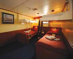 All cabins have an exterior view with private facilities and showers.