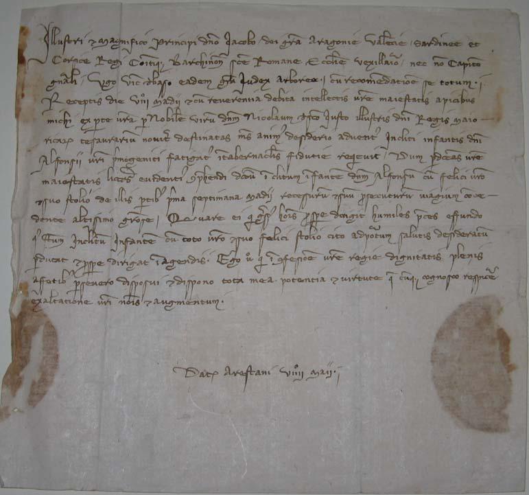 1323 (CRD, James II, 11476) Preliminary capitula of the peace treaty