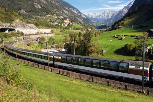 Old vs. new railway route at the Gotthard. vs. Starting in December 2016, passengers will be able to travel via the old railway route or the new Gotthard Base Tunnel 2016 12 高後 後 小 要 多 回 Alpine Railway Link over the Gotthard.