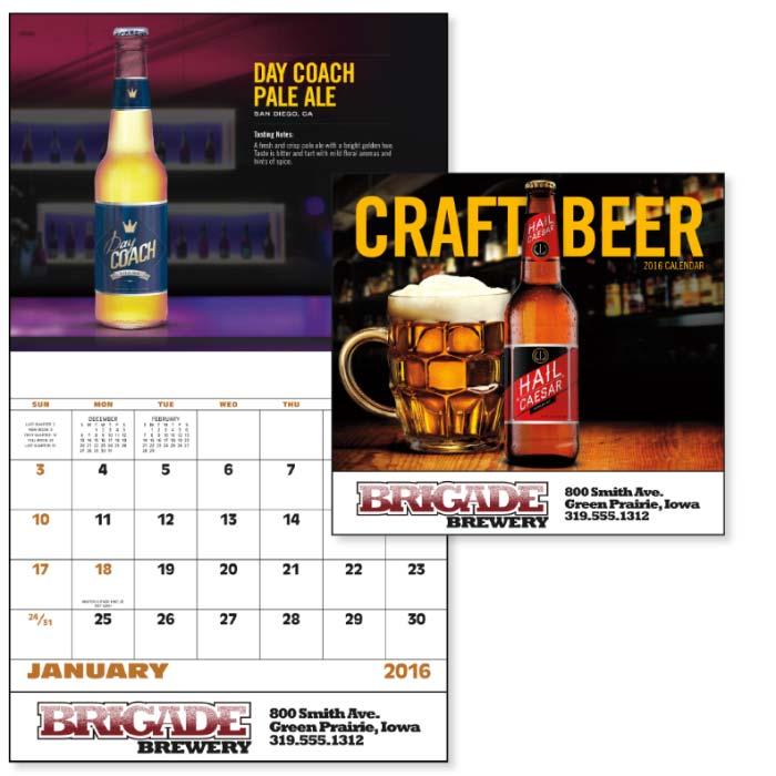 7202 Craft Beer - Stapled 2016 Calendar 13-Month calendar with Dec 2015 printed on backmount Gloss Paper