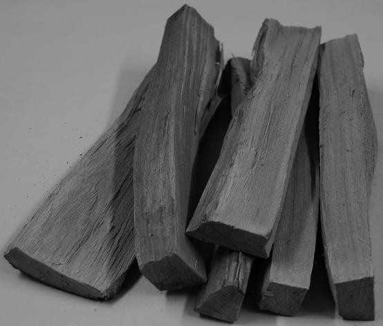 Wood burns for a long time and produces a lot of gas; it must be burnt fast with a constant oxygen supply.