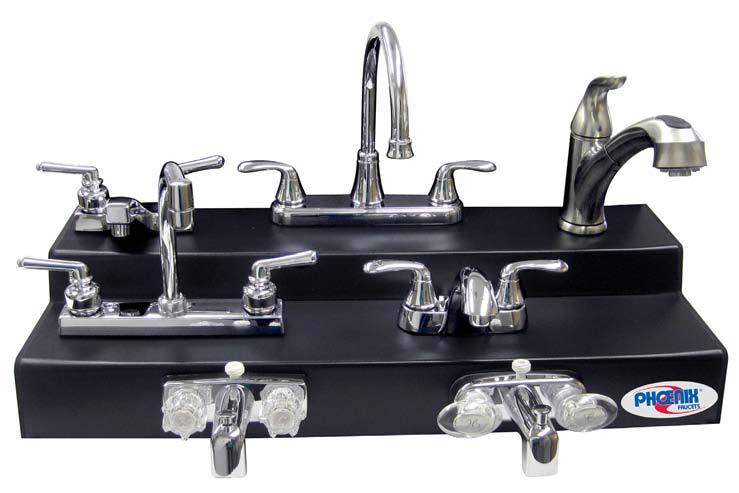 Shower, (5) Deck Mount* 48 Display Holds 12 Faucets xx xx xx xx xx Dimensions: 48 wide; 12.