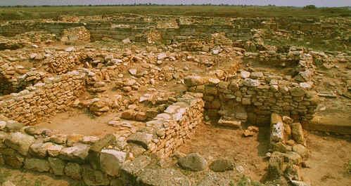 They were made up of TWO OR THREE ROOMS, around an open air COURTYARD and were made of STONE, WOOD, OR CLAY BRICKS.