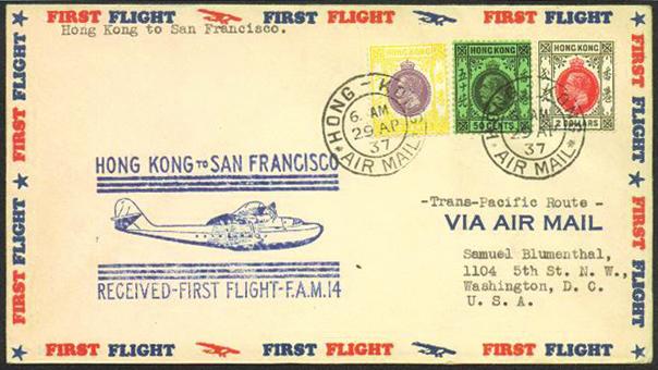 28, 1937 and Manila receiver cachet, also with San Francisco May 4 receiver on