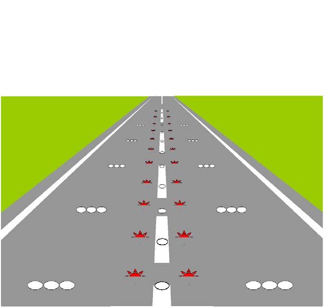 Basic Performance: Lights (THL) (2/3) (2) Installation image of Take-off Hold Lights (THL) THL is installed both sides of runway center line and linearly parallel with direction of runway center line