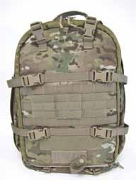 as a separate load in same space May be used to transport 60mm rounds in their transport tubes Padded waist belt transfers weight to the hips Main pack compartment is available for