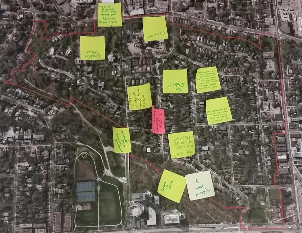 Figure 2: Aerial map of the study area with comments and feedback from CCM participants.