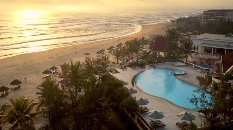 Centara Sandy Beach Resort Danang Set on a beautiful stretch of fine sandy beach, the resort offers a total leisure environment to couples and families alike with activities and well-being facilities