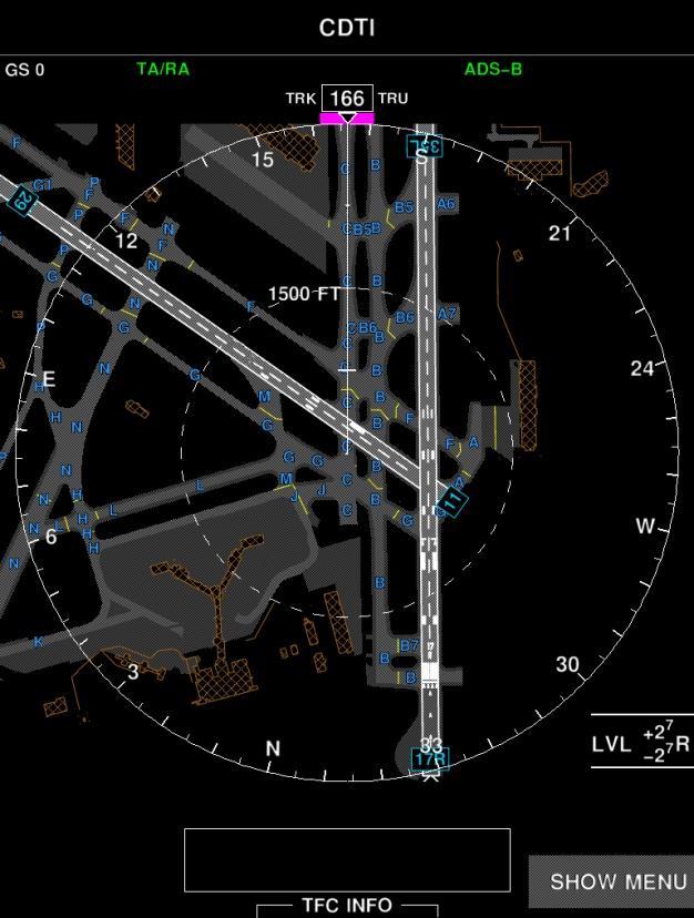 SafeRoute SAMM with CDTI SAMM: (Surface Area Movement Management) Provides moving map display of the airport surface and position of participating nearby N6777A traffic (aircraft and ground