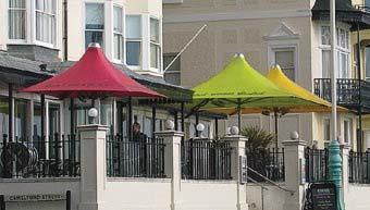 Designed for year round use, Vortex parasols provide the perfect platform for high visibility advertising.