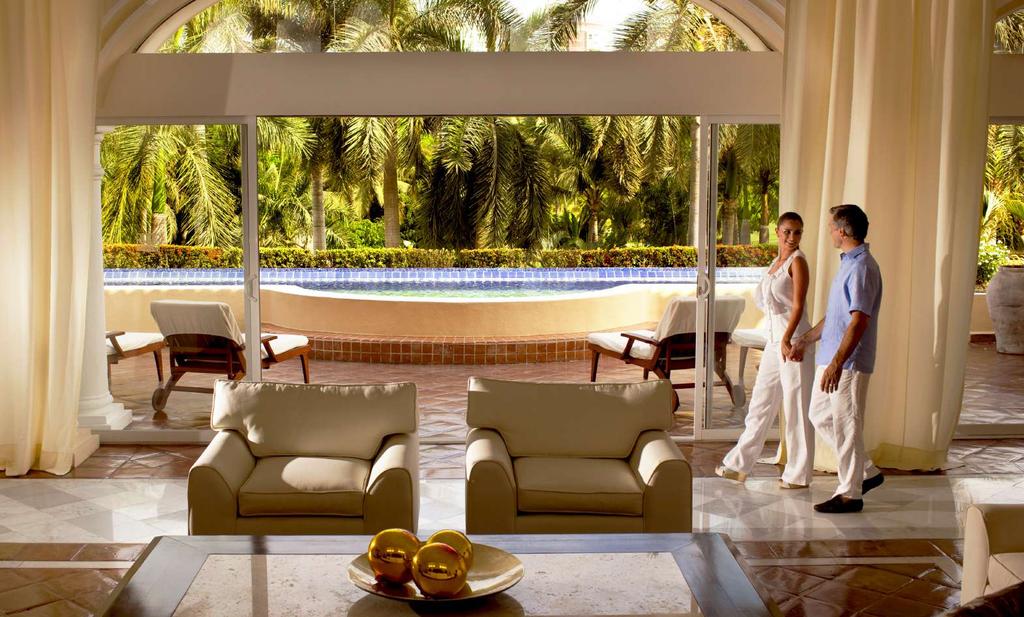 PRESIDENTIAL SUITE With 4 bedrooms, the stunning 5,564 sq. ft. / 517 m² Presidential Suite is Casa Velas most spacious, with a private terrace and pool with fabulous views.