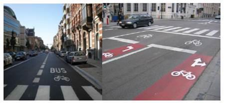 Advisory lane, bus/bike lane,