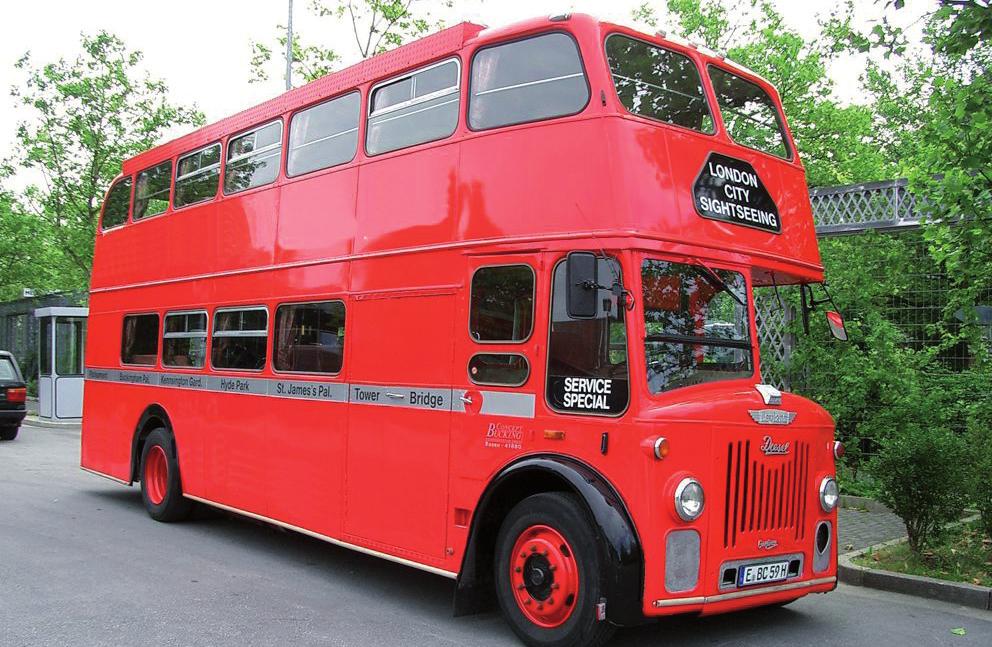 Routemaster For an exclusive shuttle service our English double-decker bus in historic design is available.