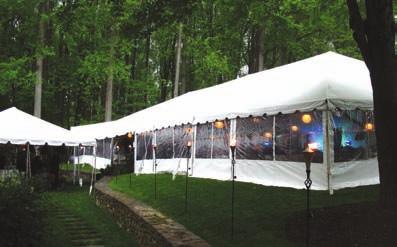 POLE TENTS Center poles as interior supports provide this style tent with endless decorating possibilities and enough space for any major event. Pole tents must be fully staked to the ground.