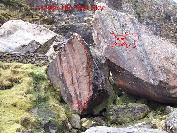 H7: Under the Red Sky, 6c+, Up the arete, watch the