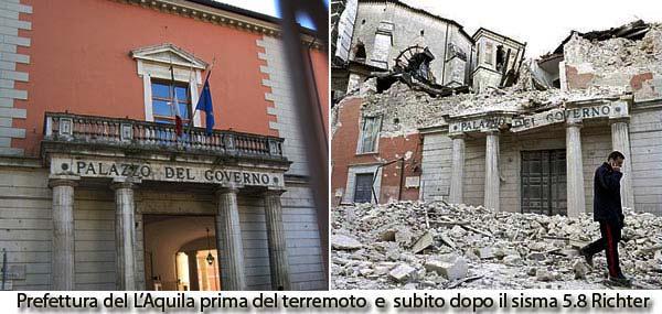L Aquila City Hall before and after the earthquake
