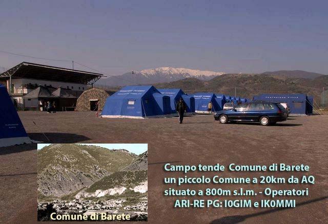 Tent camp in Barete,, a small town 20km from L Aquila L at 800m ASL.