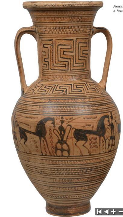 Athenian Geometric pottery: austere geometric composition and decoration gradually abandoned