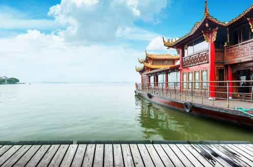 Traditional ship at the Xihu. spiritual home of traditional Chinese culture elites.