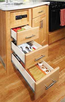 In the galley, the wood-look laminate flooring and brushed nickel hardware provide that decorator touch.