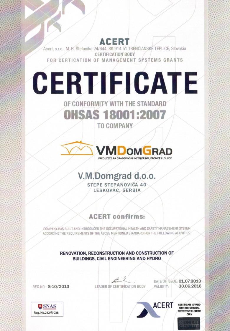 COMPANY PROFILE VM DomGrad Ltd. was found on February 18, 2008.