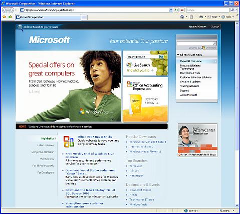 Isprobajte svoju vezu sa Internetom 8. Da biste isprobali vezu, otvorite program Internet Explorer. Unesite adresu http://www.microsoft.com u liniji za adrese.