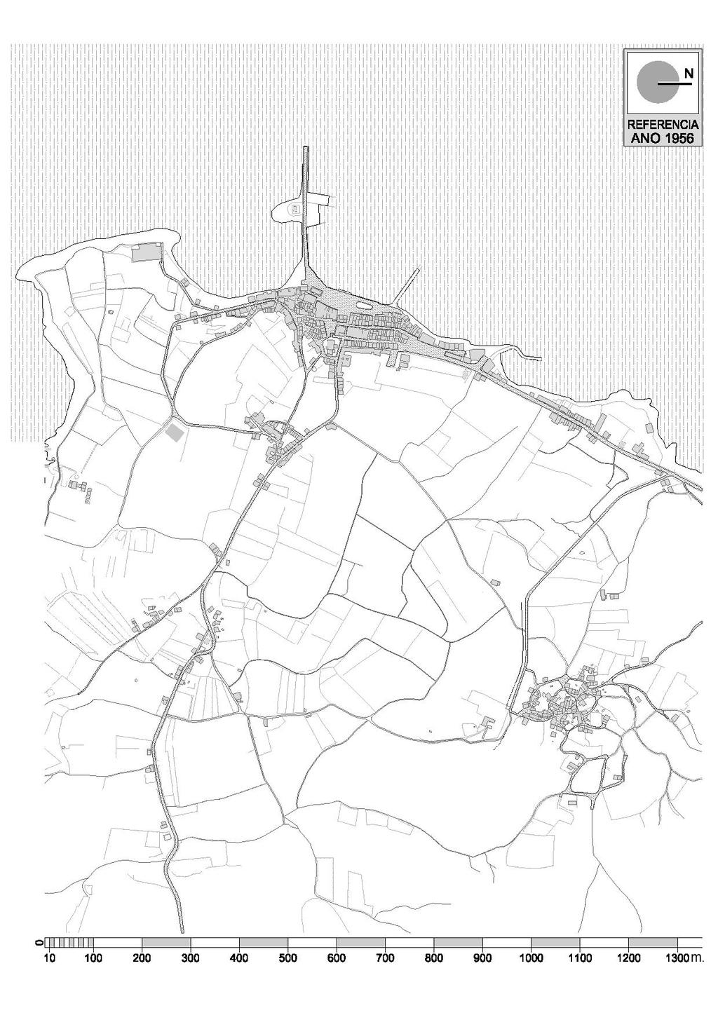 A transformación de Rianxo na 2ª metade do século XX (1956-2012) Rianxo en 1956 Mapa de Rianxo do estado presentado no ano 1956.