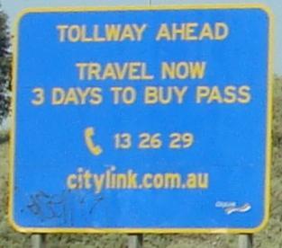 Both EastLink and CityLink have a flat rate toll structure, however, the CityLink toll is timedependent (peak and off-peak) for commercial and heavy vehicles.