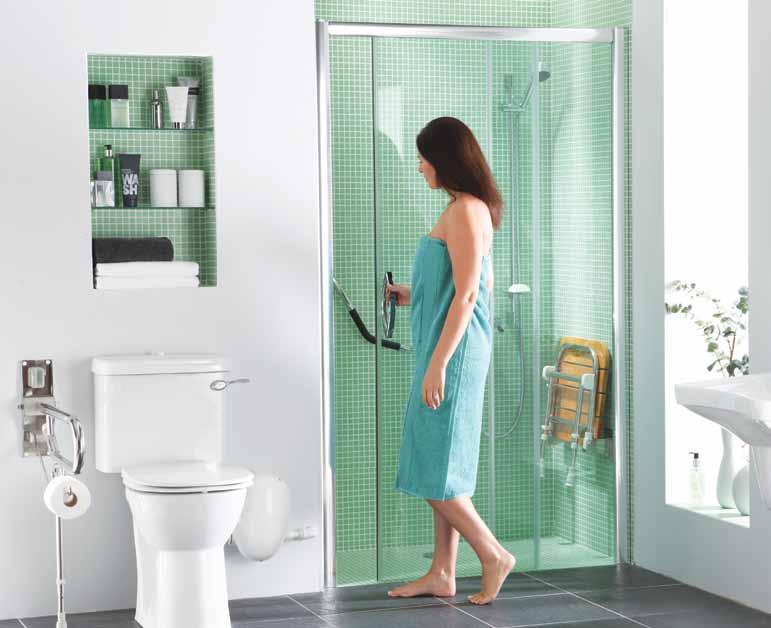 Larenco Single Sliding Larenco Single Sliding Benefits & Features Bright chrome finish for an attractive, contemporary look Space-saving design to make the most out of the bathroom Easy grab handles