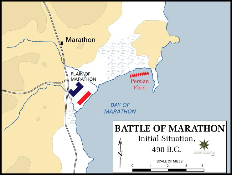 Battle at Marathon Darius sent a Persian fleet across the Aegean Sea to city of