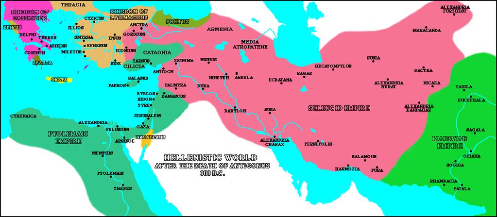 Divided Domain 2) Seleucus ruled the rest of Syria, Mesopotamia, Iran, and Afghanistan - Forced to give