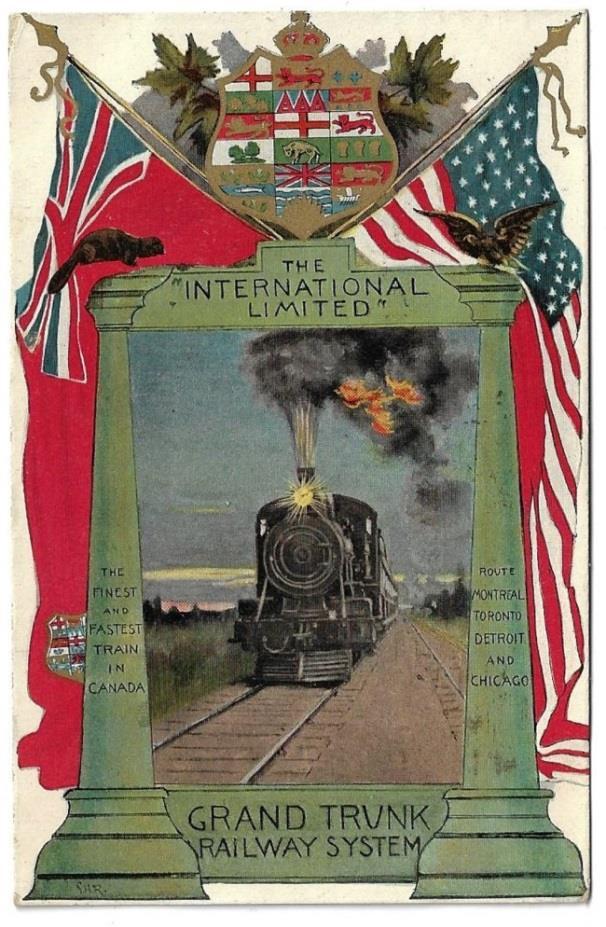 Item 266-31 Grand Trunk Railway patriotic 1913, 1 Admiral tied by Niagara Falls machine cancel on lovely GTR