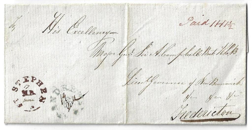 00 Item 266-36 St. Stephen NB 1830, stampless folded cover from St.