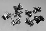 SYNCRO MOUNT CLAMPS THREA #2-56, #4-40 AN #6-32 303 STAINLESS STEEL SCREW 302 STAINLESS STEEL CLAMP & LOCKWASHER THREA COMPONENT SIZE THREA A B C E F G SQ-27 08 & 10 #2-56.150.080.125.192.093.028.