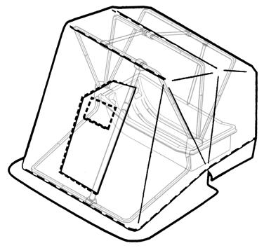 21. On the front of the fishhouse, start in the corners and work inward, snap the plastic trim seal on the canvas tent (Item 2) to the lip edge of the sled