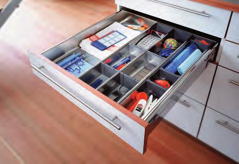 ORGA-LINE for odds and ends A drawer for all kinds of odds and ends is essential for a kitchen. Each item and utensil is stored properly in durable stainless steel boxes.