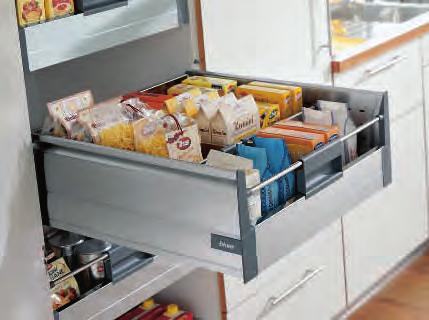 ORGA-LINE for Provisions The storage space in pull-outs as well as the corner cabinet area can be properly organised using adjustable cross and lateral s.