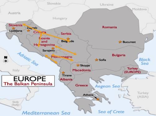 Међународни правци туристичких кретања југоисточне Европе Извор: Foreign Trade Chamber of Bosnia and Herzegovina, 2007. 36.5.