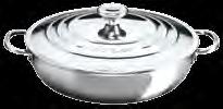2 Saucier Pan with Lid and Helper Handle The flared sides of the Saucier Pan make stirring sauces and cleaning