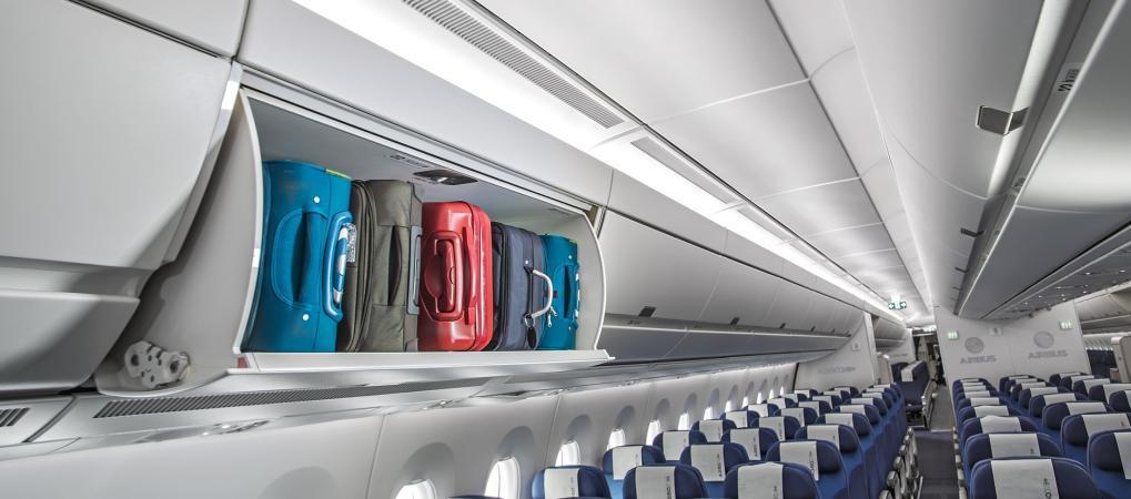 The largest bins on the market Overhead Stowage - More than one roller bag per passenger in