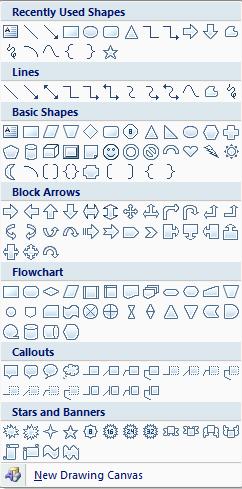 Osnovna grafika u programu Word uglavnom se svodi na crtanje linija, pravougaonika i drugih geometrijskih oblika, što je bila