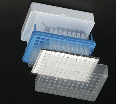 This unique grid stands on four legs and can be removed from the base of the box and placed on a lab counter as a self-standing support.