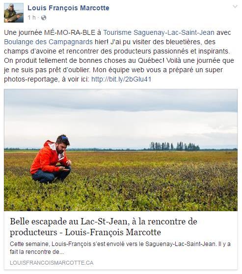 Louis-François Marcotte Facebook Reach: 54,478 o 2 posts Instagram Reach: 50,600 o 1 photo o