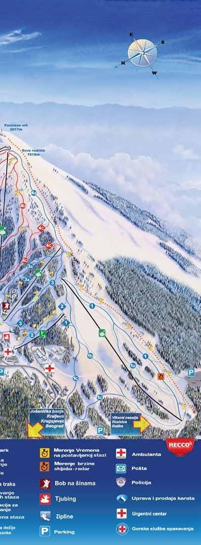 Ski facts Altitude -1,770m Highest top - 2,017m Total length of slopes and ski trails - 62,000m Total capacity of chairlifts skiers-hour - 34,000 Total number of chairlifts, ski lifts and connecting