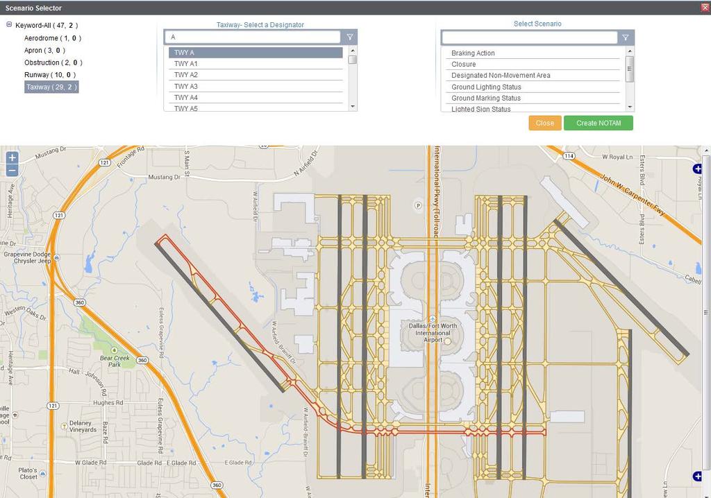 Taxiway and Apron Designators All Taxiway and Apron Designators come straight from the NOTAM Manager Map Data Taxiway and Apron Data is generally