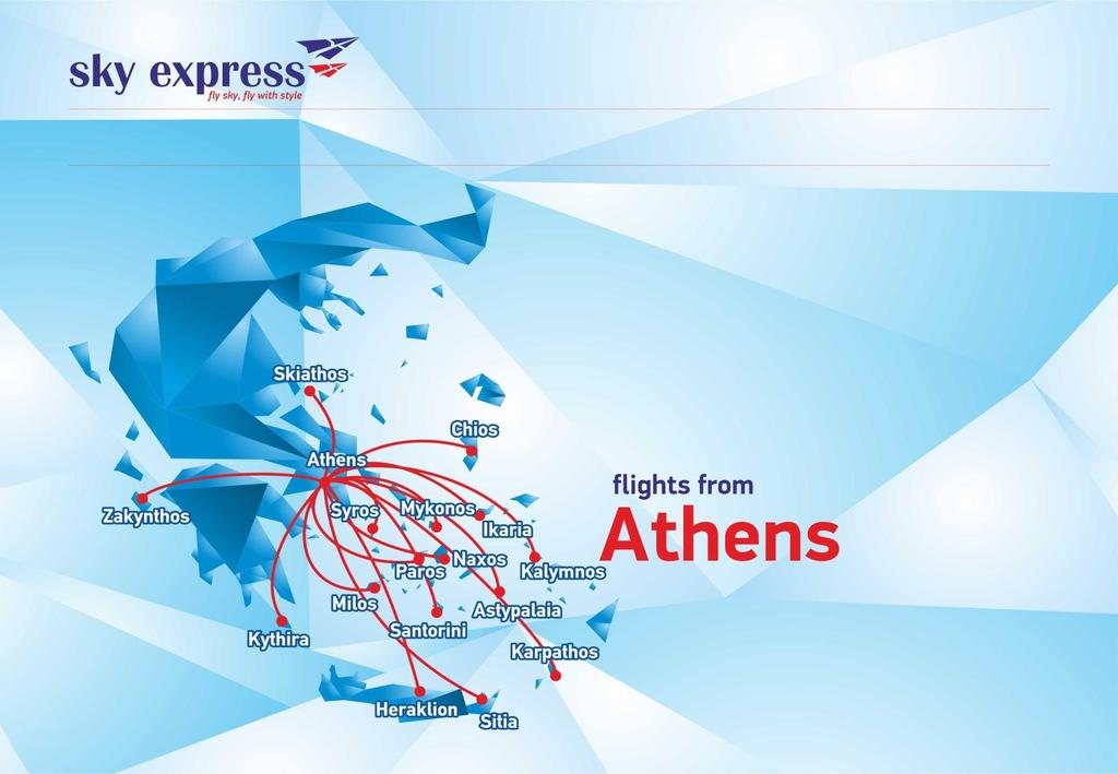 The Athens hub 1 ATR72-500 & 3 ATR42-500 based in Athens 15 routes departing from Athens with 1.