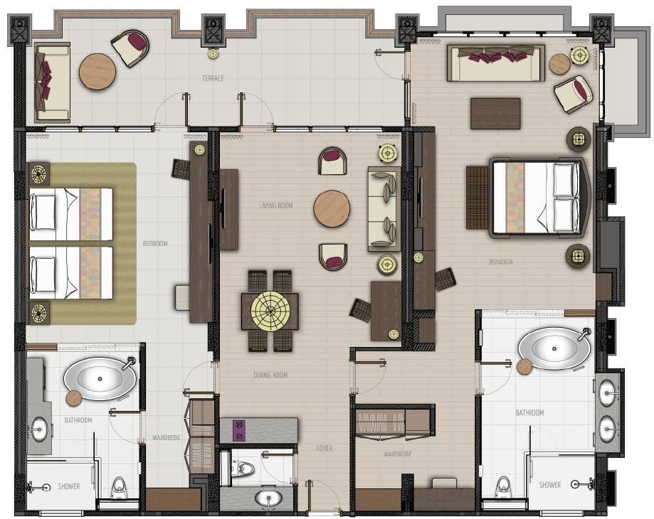 TWO BEDROOM SUITE ( 1 ROOM ) Size: 177 SQM FAMILY SUITE