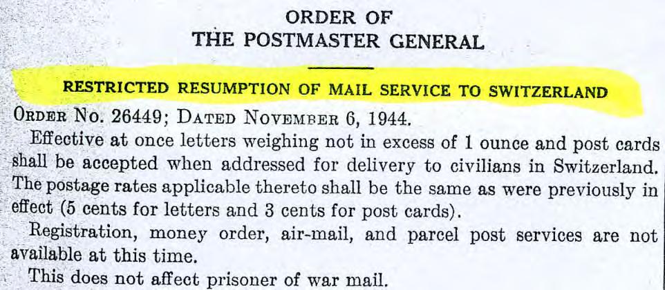 November 1944 From Postal
