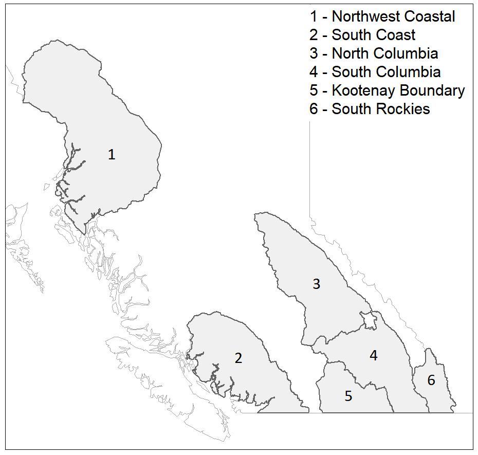 Figure 7: Public avalanche bulletin regions for Western